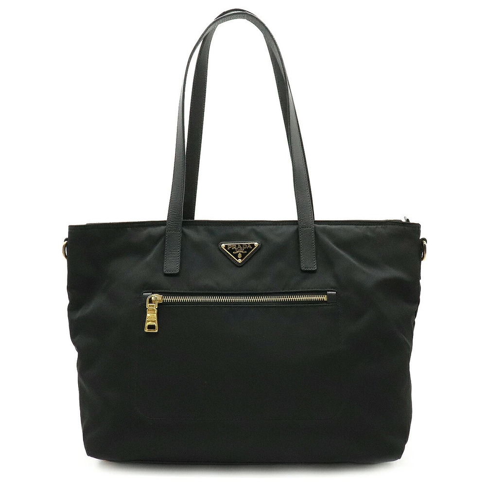 Prada Tote Tessuto Saffiano Bag Shoulder Leather NERO Black
